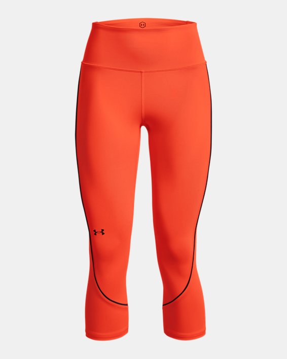 Women's UA RUSH™ HeatGear® No-Slip Waistband Pocket Capris, Orange, pdpMainDesktop image number 5